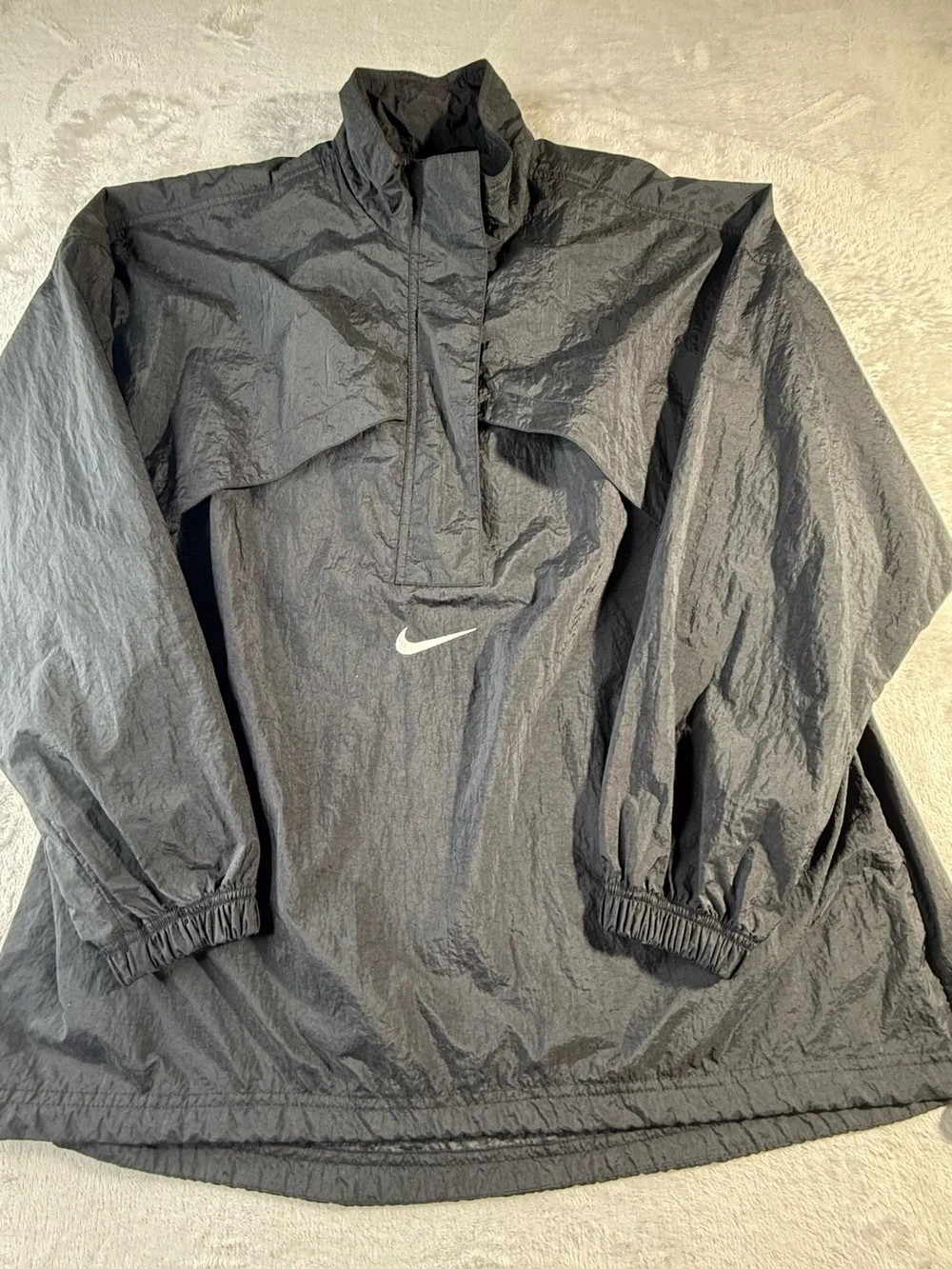 Vintage Y2K Nike Center Swoosh Anorak Windbreaker Jacket Black Men S Women M YXL